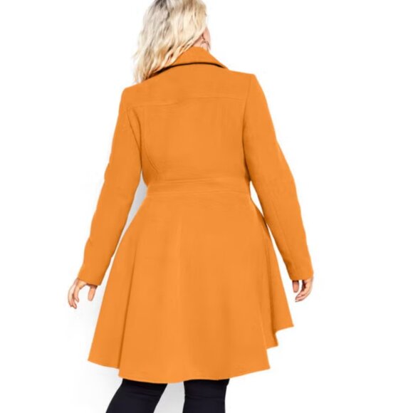 NWT City Chic Deep Caramel Hi Lo Frill Coat size 18 - Picture 5 of 12